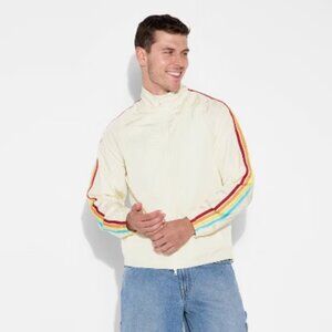 NEW Pride Adult Long Sleeve Zip-Up Windbreaker Jacket - Ivory XXL